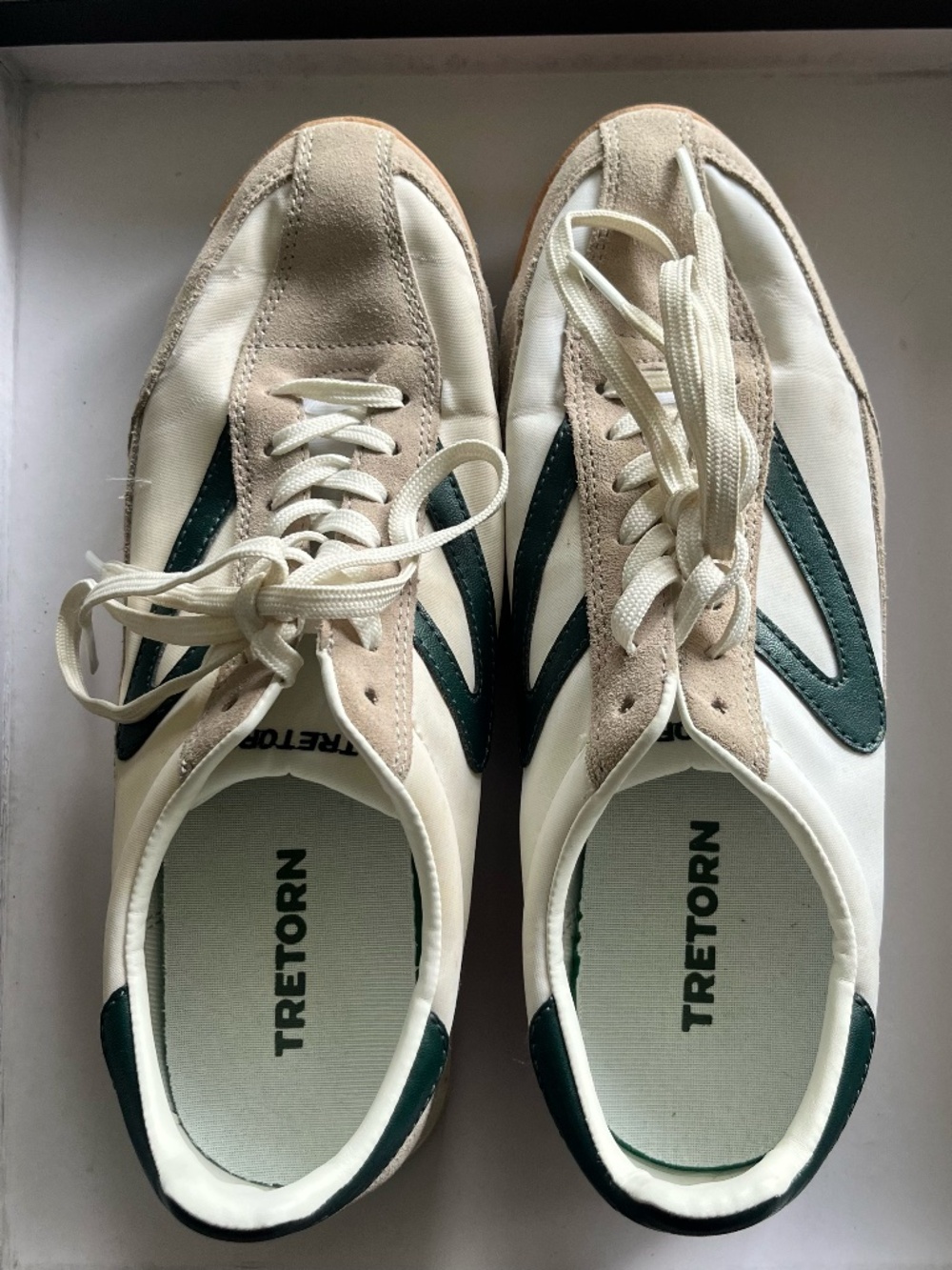 Tretorn Rawlins 2.0 Sneakers White Green Suede Lace Up Casual Womens Size 8.5